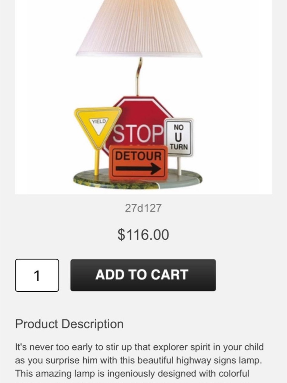 Novelty Road Sign Table Lamp - Multicolor